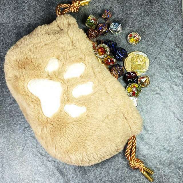 Sage's Furry Kittypaw Bag - Brown Fur/White Paw Dice Bag image 5