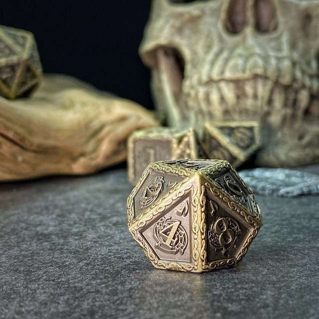 Sage's Anthems - Ancient Bronze Metal Polyhedral Dice Set image 10