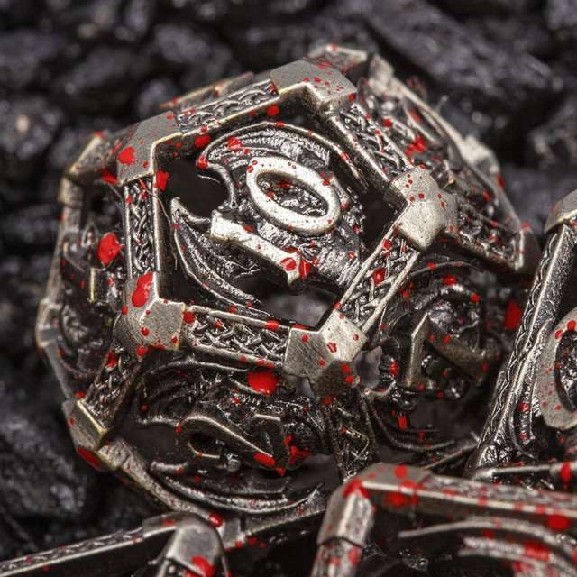 Sage's Grim Drake Bloodstained Wings Hollow Metal Dice Set image 0
