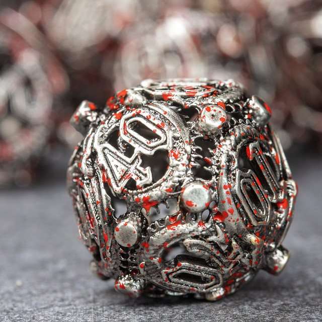 Sage’s Ouroboros Nickel Carnage Hollow Metal Polyhedral Dice Set image 4