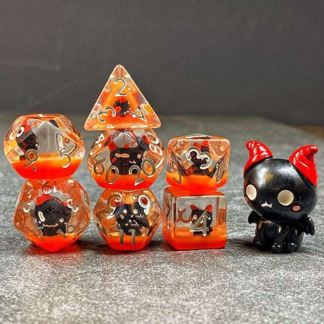Sage's Cutesy Succubus Familiar Resin Polyhedral Dice Set image 8