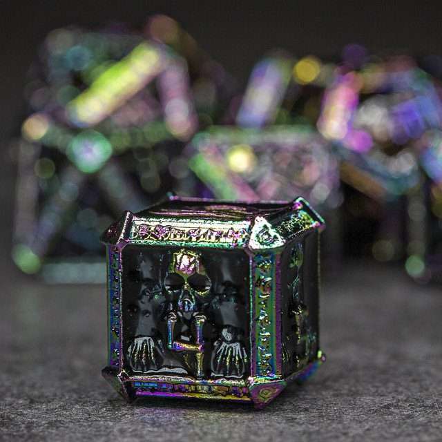 Sage's Lich's Phylactery Black/Rainbow Metal Polyhedral Dice Set image 1