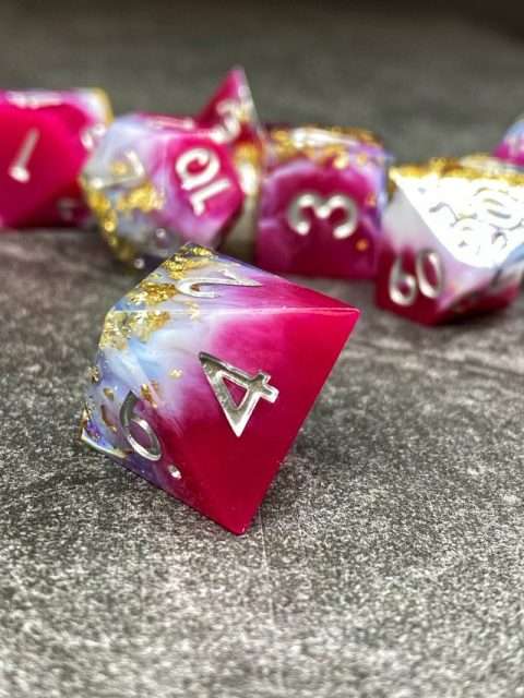 Sage's Geomancy Red/Magenta Sharp Edge Resin Dice Set image 6