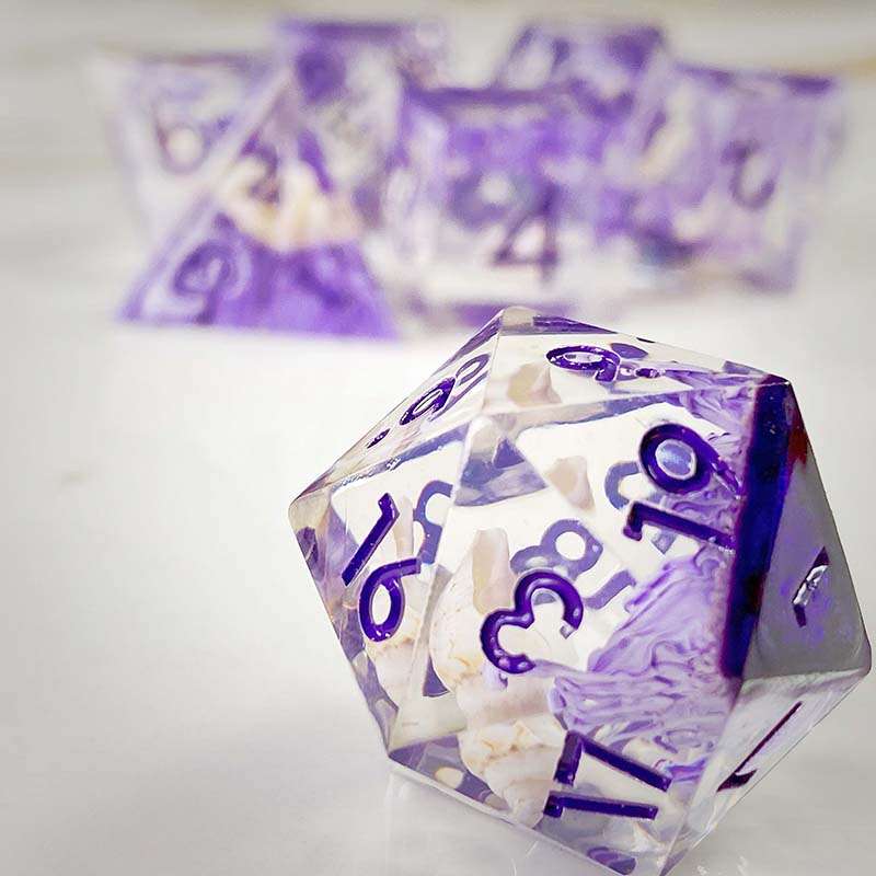 Sage's Orbs - Purple Ocean Depths Sharp Edge Resin Polyhedral Dice Set image 13