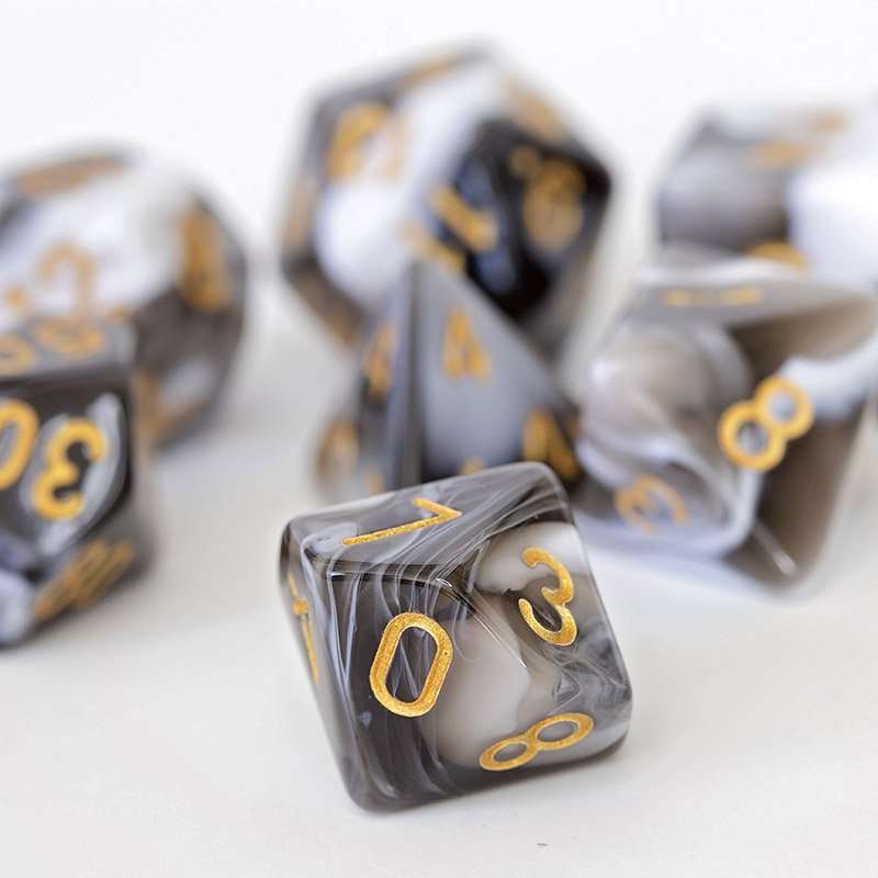 Sage's Stones -White/Mica Acrylic Polyhedral Dice Set image 8
