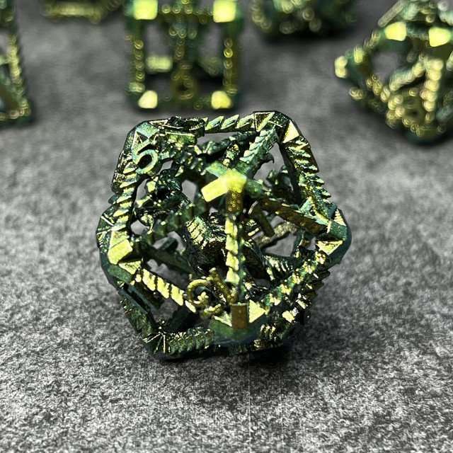 Sage's Draconic Prison Nightshade Cage Hollow Metal Dice Set image 11
