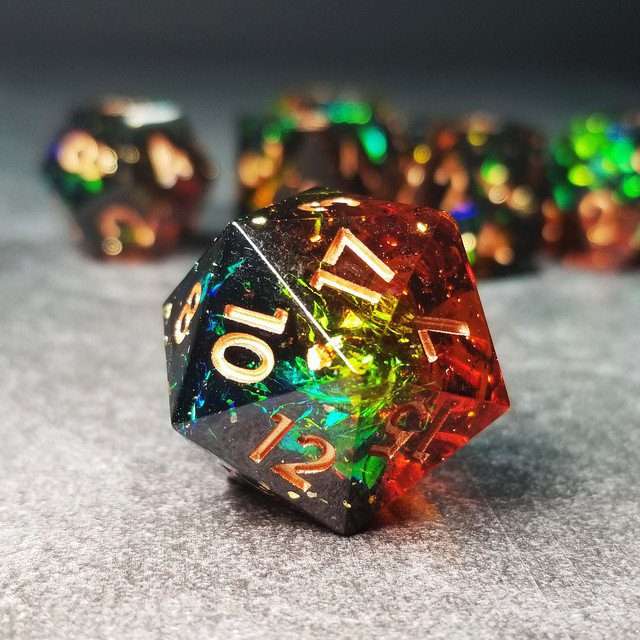 Sage's Enchanted Crystals Cola/Green/Blue Sharp Edge Resin Dice Set image 21