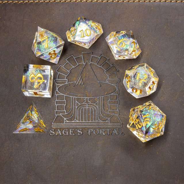 Sage's Crystals - Holy Sharp Edge Resin Polyhedral Dice Set image 1