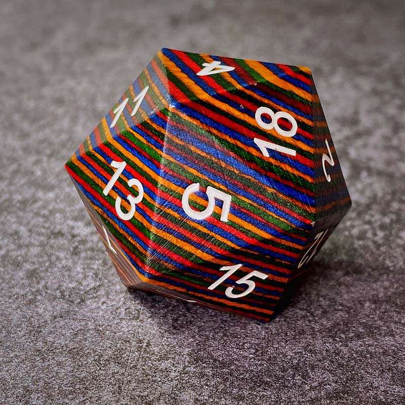 Sage's Trees - Rainbow Technical Wood 33mm D20 Die image 3