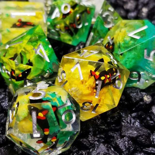 Sage's Elusive Karma Fish Familiar Sharp Edge Resin Polyhedral Dice Set image 8
