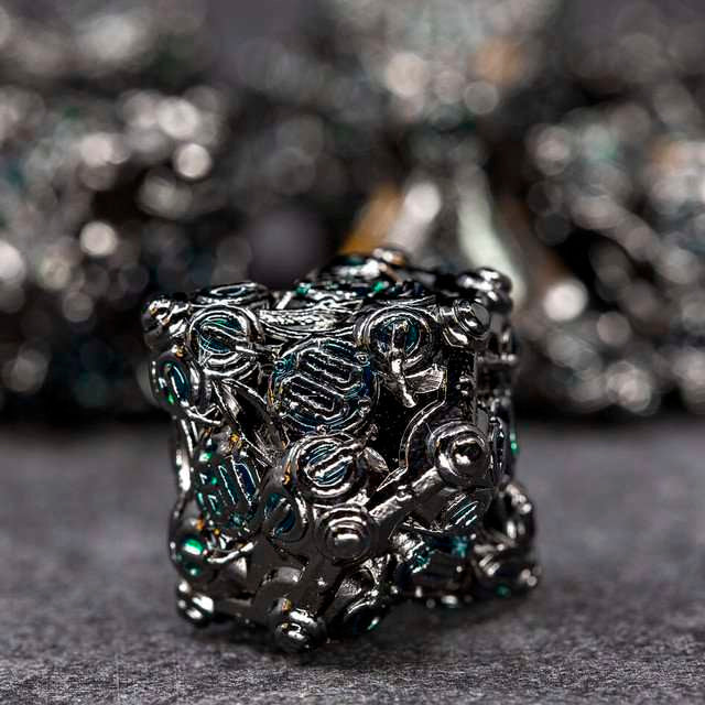 Sage’s Finials Midnight Glade Metal Polyhedral Dice Set image 5