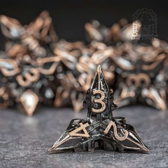 Sage's Deadly Blossoms Copper Metal Polyhedral Dice Set image 6