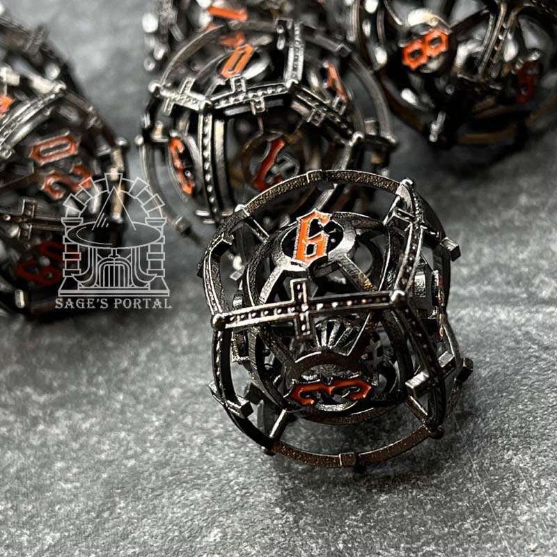 Sage's Caged Centrifuge Hollow Metal Polyhedral Dice Set image 5