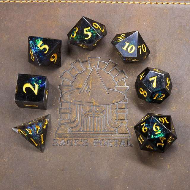 Sage's Crystals - Midnight Sharp Edge Resin Polyhedral Dice Set image 9