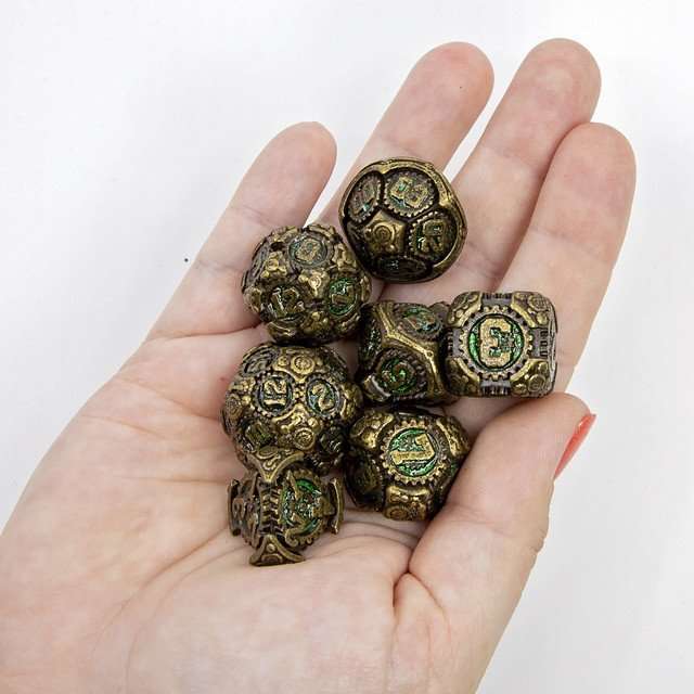 Sage's Artificer's Core Forest Essence Metal Polyhedral Dice Set image 9