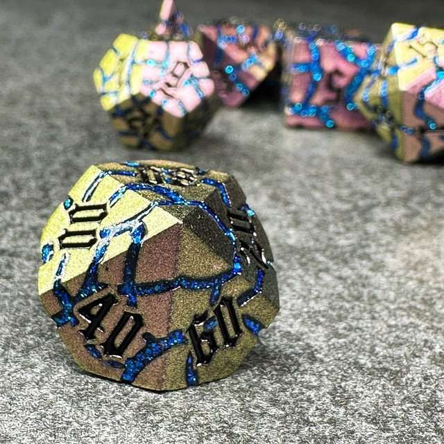 Sage's Warp Stones Blue Ring Nebula Metal Polyhedral Dice Set image 5