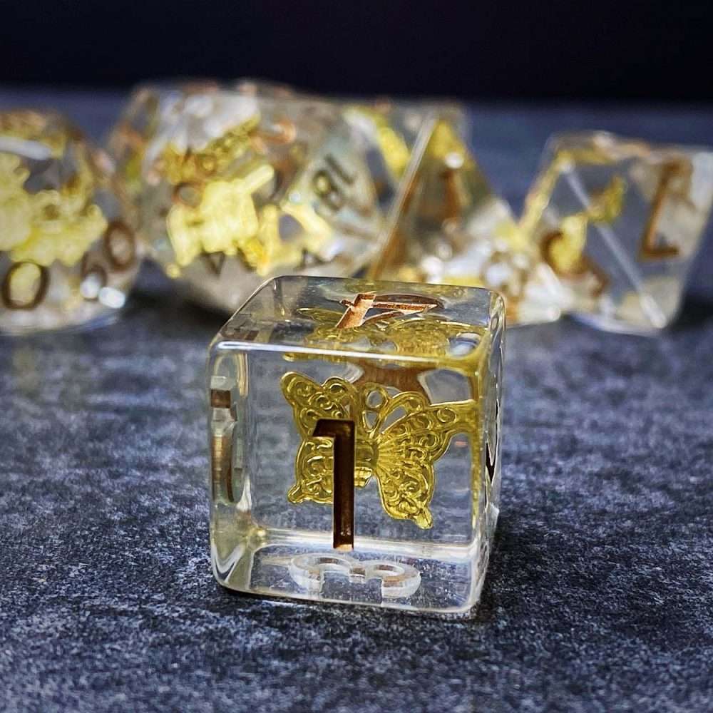 Sage's Familiars - Butterfly Familiar Resin Polyhedral Dice Set image 5