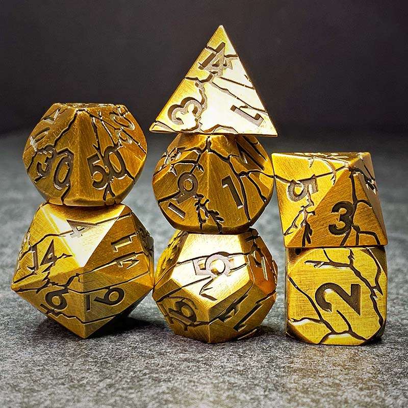 Sage's Relics of Antiquity - Burnished Gold Metal Polyhedral Dice image 1