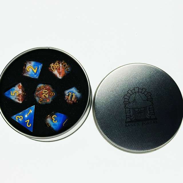 Sage's Geomancy Blue/White Sharp Edge Resin Dice Set image 9