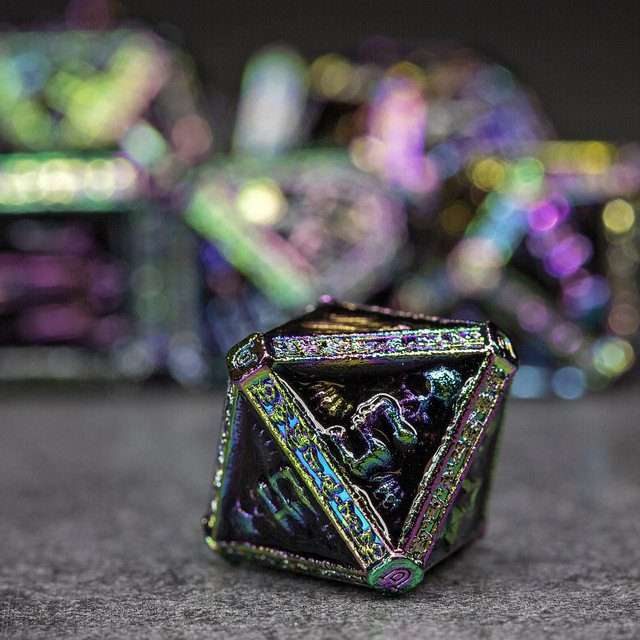 Sage's Lich's Phylactery Black/Rainbow Metal Polyhedral Dice Set image 7