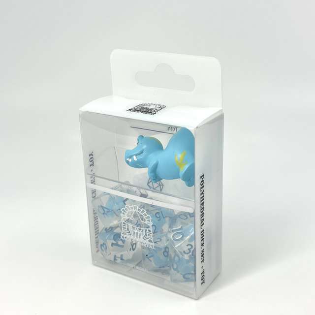 Sage's Blue T-Rex Familiar Resin Polyhedral Dice Set + Toy image 1