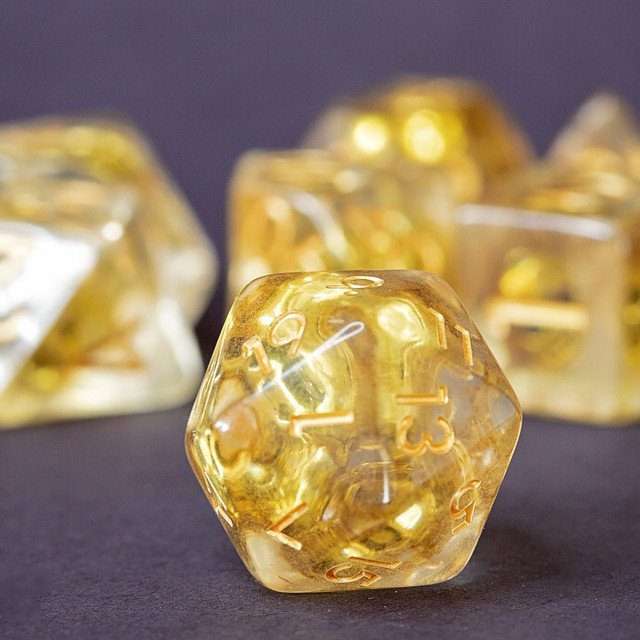 Sage's Familiars - Golden Skull Familiar Resin Polyhedral Dice Set image 15
