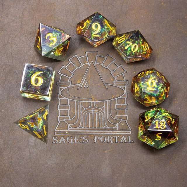 Sage's Crystals - Sylvan Sharp Edge Resin Polyhedral Dice Set image 8
