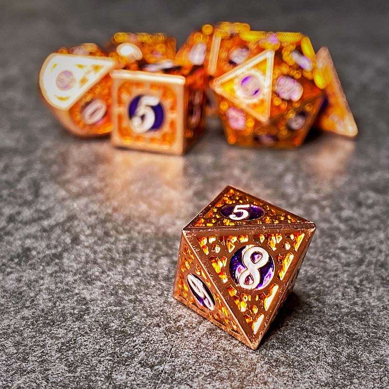 Sage's Gnomish Trinkets - Copper Gears Metal Polyhedral Dice Set image 6