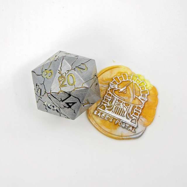 Sage's Relics of Antiquity - Silver Rainbow 33mm Metal D20 Die image 5