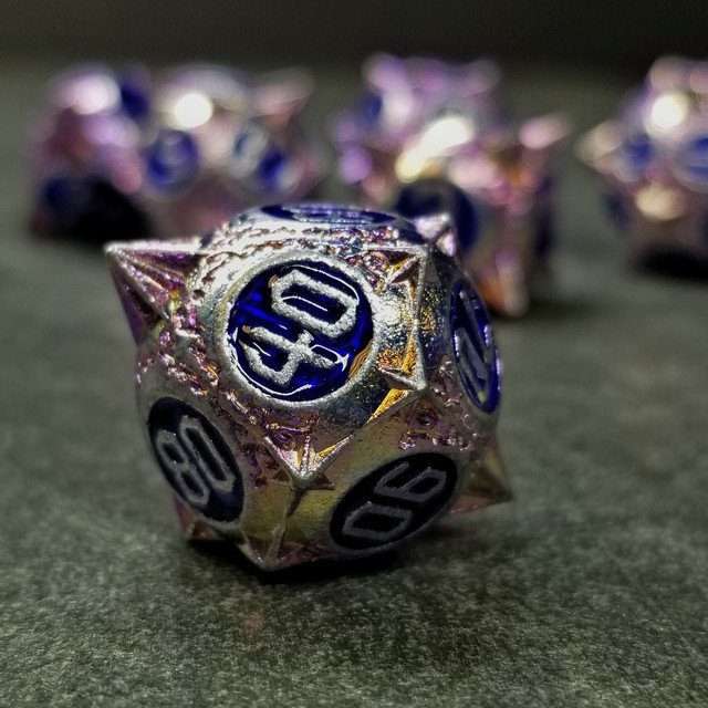 Sage's Enchanted Morningstar Purple/Blue Metal Polyhedral Dice Set image 3