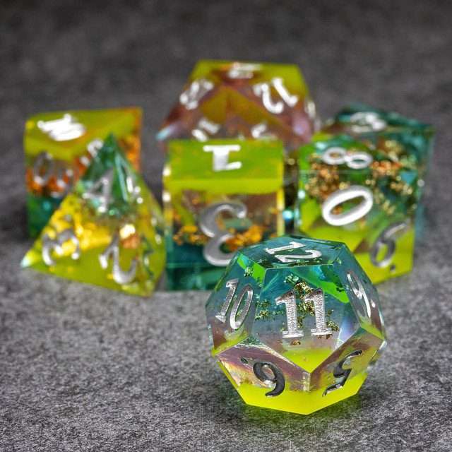 Sage's Enchanted Crystals Dreams - Sharp Edge Resin Polyhedral Dice Set image 2