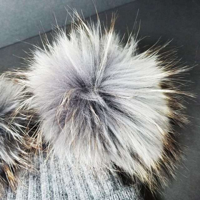 Sage’s Cap – Grey Wool Beanie with Double Raccoon Pompom image 10