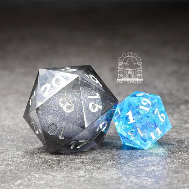 Sage's Spirits - 33mm Nocturnal Spirits Liquid-Core D20 Sharp Edge Resin Dice image 5