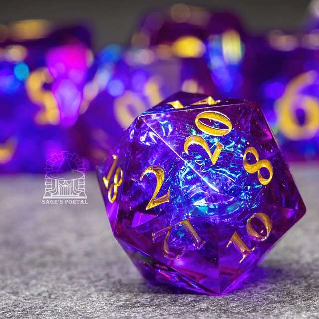 Sage's Crystals - Twilight Sharp Edge Resin Polyhedral Dice Set image 4