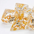 Sage's Familiars - Golden Skull Orange Ink Resin Polyhedral Dice Set image 0