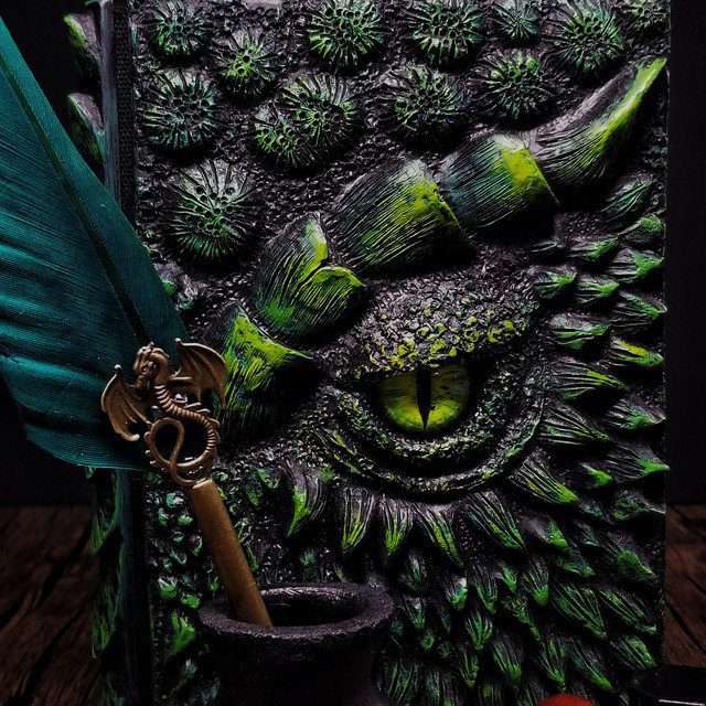 Eye of the Green Dragon Notebook Gift Set | Handmade Notebook for TTRPG, Sketchbook, Diary image 2