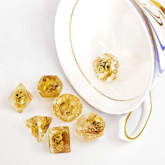 Sage's Familiars - Golden Skull Familiar Resin Polyhedral Dice Set image 8