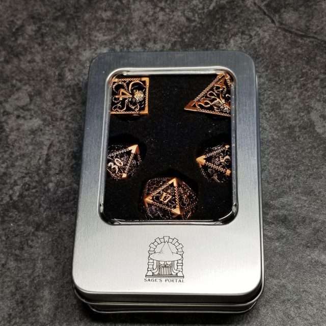 Sage's Cthulhu Shugnahothh Bronze Hollow Metal Polyhedral Dice Set image 13