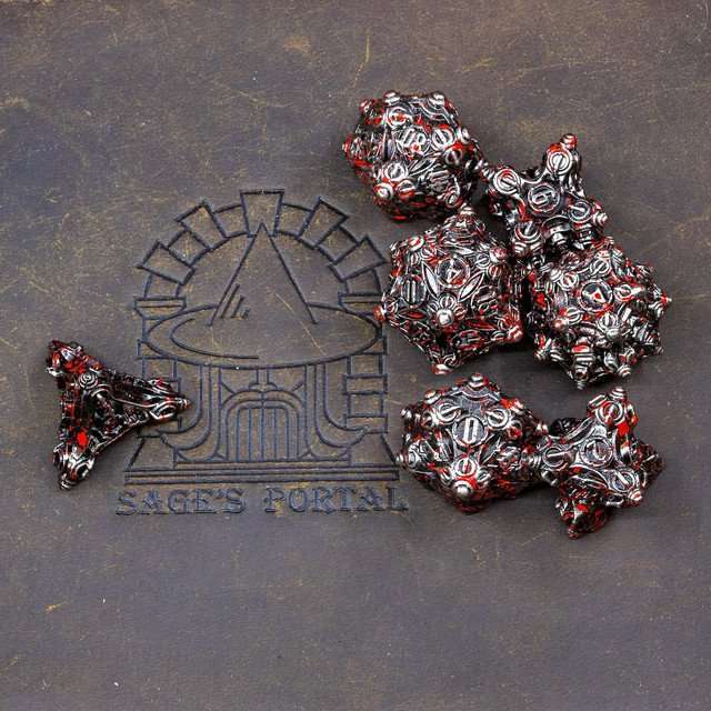 Sage’s Finials Silver Carnage Metal Polyhedral Dice Set image 13