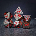 Sage's Grim's Fortunes - Ancient Silver with Red Metal Polyhedral Dice Set image 0