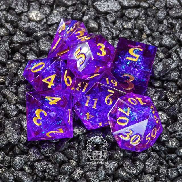 Sage's Crystals - Twilight Sharp Edge Resin Polyhedral Dice Set image 0