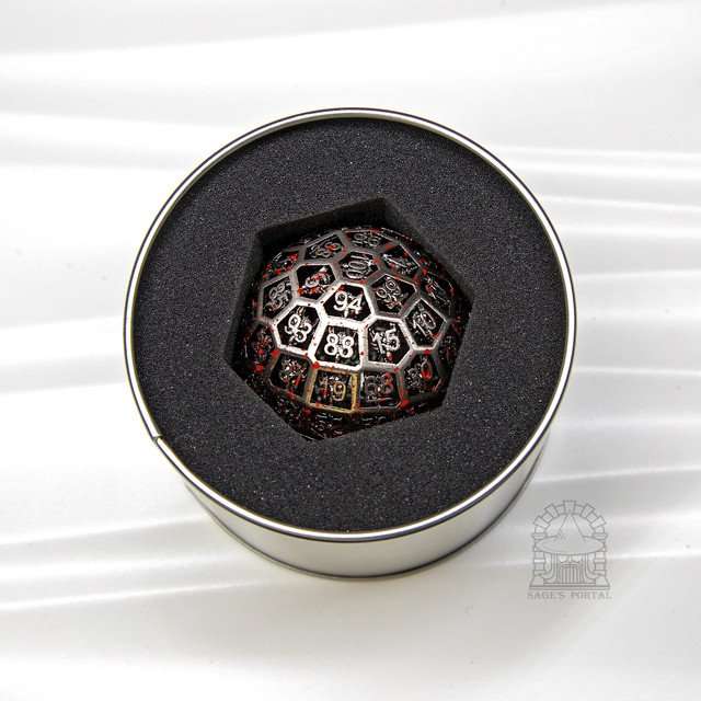 Sage’s Dragonstones Nickel/Blood d100 Hollow Metal Dice image 2