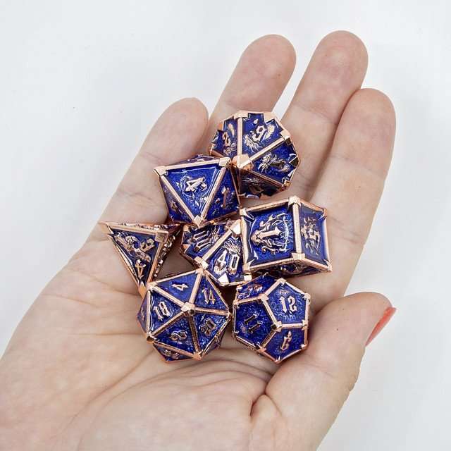 Sage's Grave Fortune Cobalt Death Metal Polyhedral Dice Set image 11