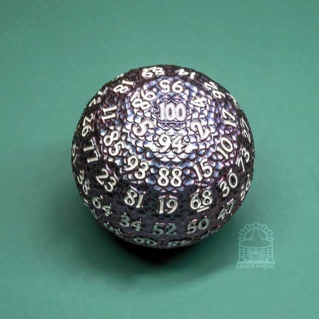Sage’s Dragon Egg Purple/Teal d100 Metal Dice image 5