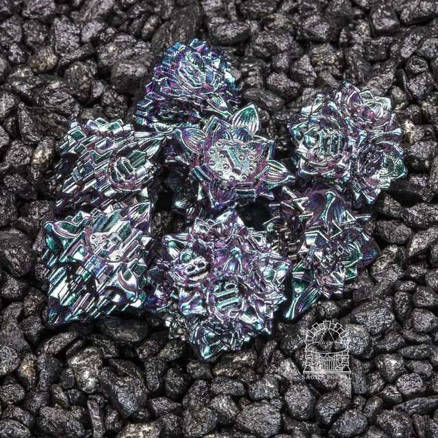 Sage's Deadly Lotus Witch's Curse Metal Polyhedral Dice Set image 3