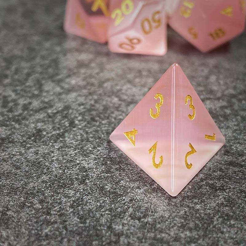 Sage's Treasures - Gemstone Pink Cat's Eye Polyhedral Dice Set image 8