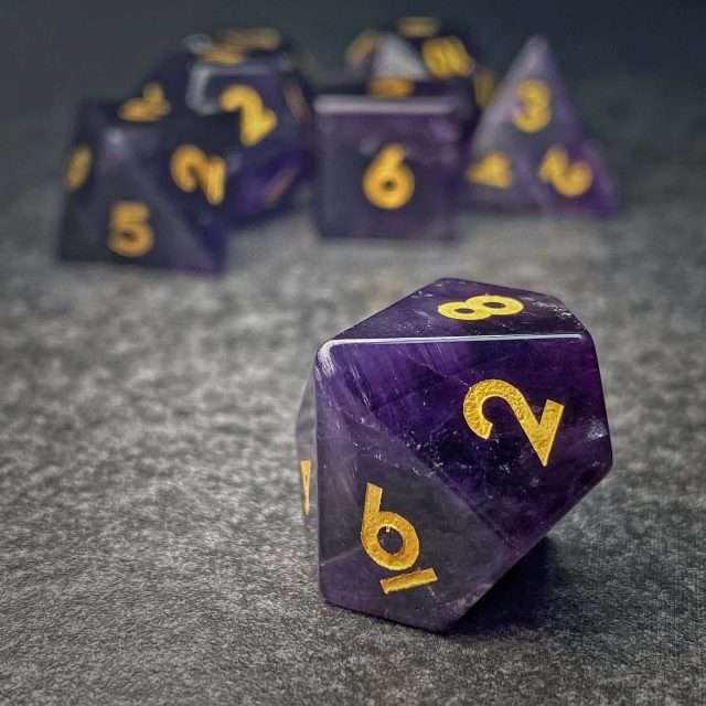 Sage's Treasures - Captured Nebula Amethyst Gemstone Polyhedral Dice Set image 4