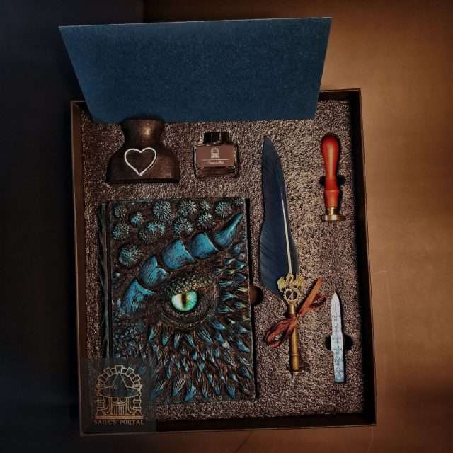 Eye of the Blue Dragon Notebook Gift Set | Handmade Notebook for TTRPG, Sketchbook, Diary image 0