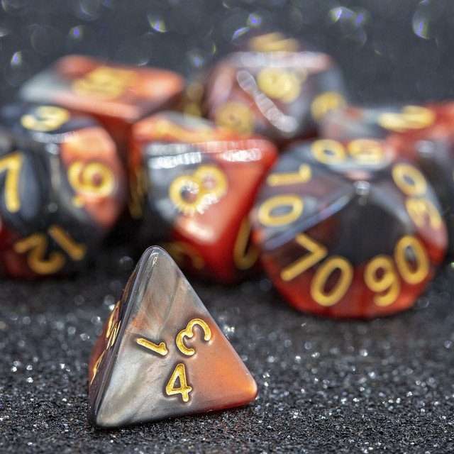 Sage's Stones - Copper/Mica Gold Ink Acrylic Polyhedral Dice Set image 7