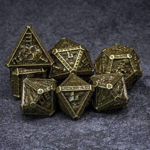 Sage's Lich's Phylactery Bronze Metal Polyhedral Dice Set image 9